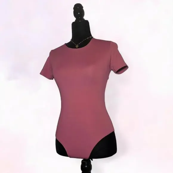 Aritzia Babaton Pink Bodysuit Sleek Minimalist Basic - Picture 2 of 4